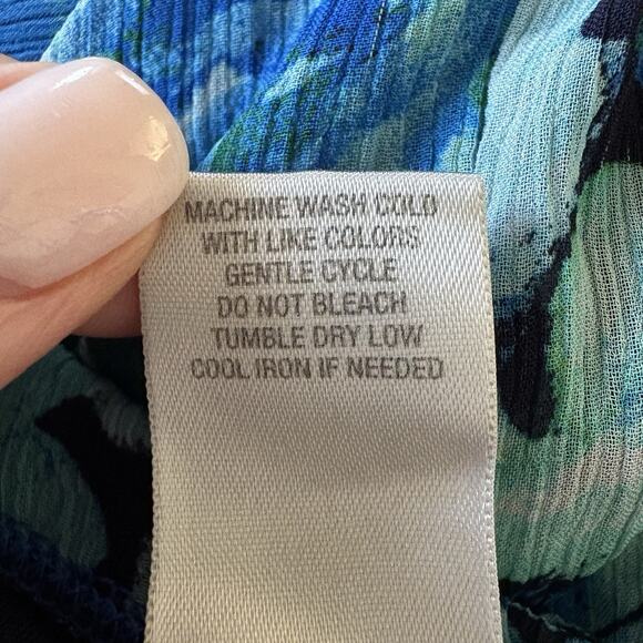 Dressbarn Blue Green Watercolor Print Chiffon Pull On Skirt Women Size 1X (1256) - Picture 4 of 4